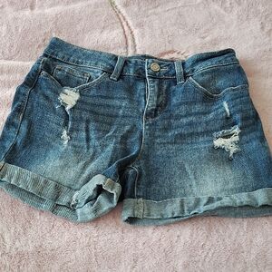 Time and Tru Blue Distressed Jean Shorts
